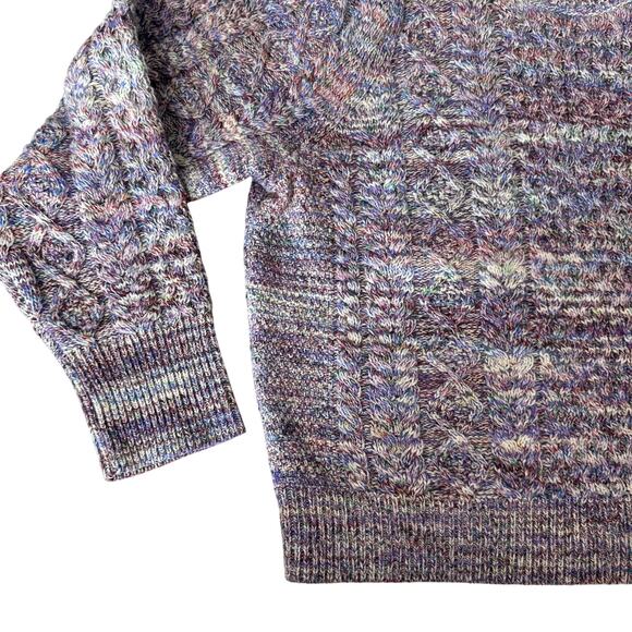 J. Crew Lavender Wool Marled Cable Knit Crewneck Sweater Women's Size Medium - Picture 2 of 6